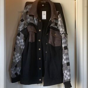 Stylish checkered mixed print Jacket